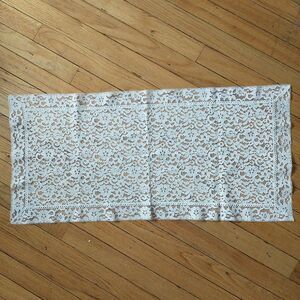 Vintage Table Runner Dresser Scarf Lace Off White Rectangle 15x31"